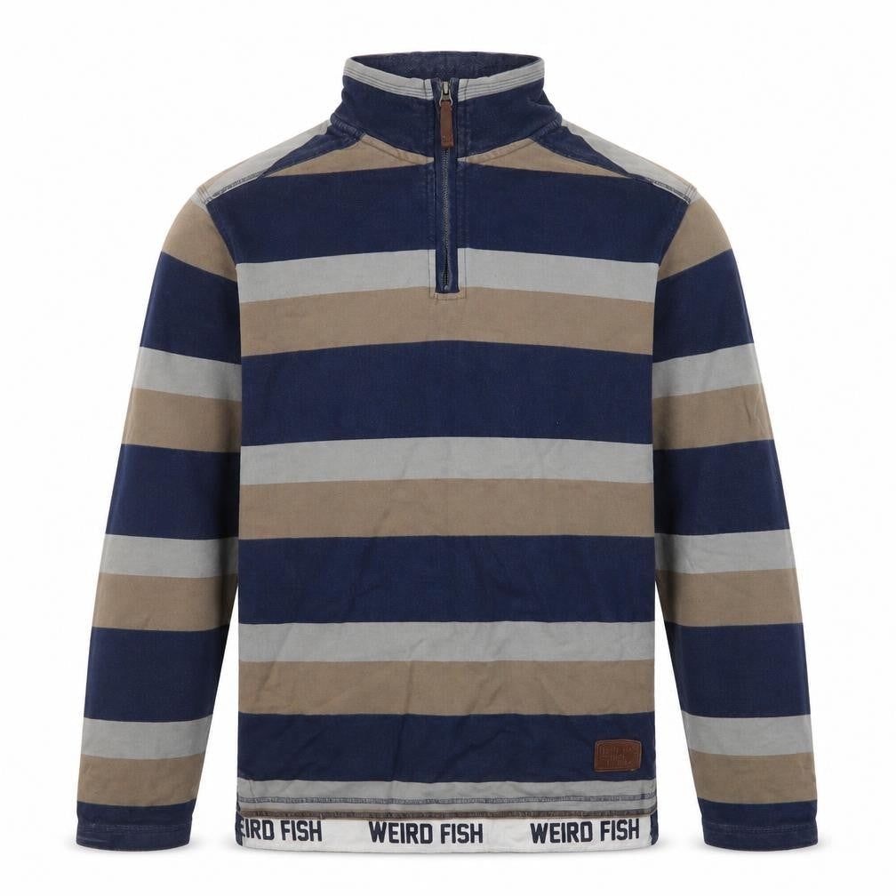 Mens UK Size S Weird Fish Blue 1/4 Zip Sweatshirt