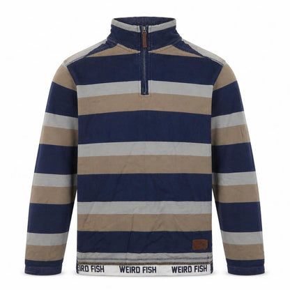 Mens UK Size S Weird Fish Blue 1/4 Zip Sweatshirt