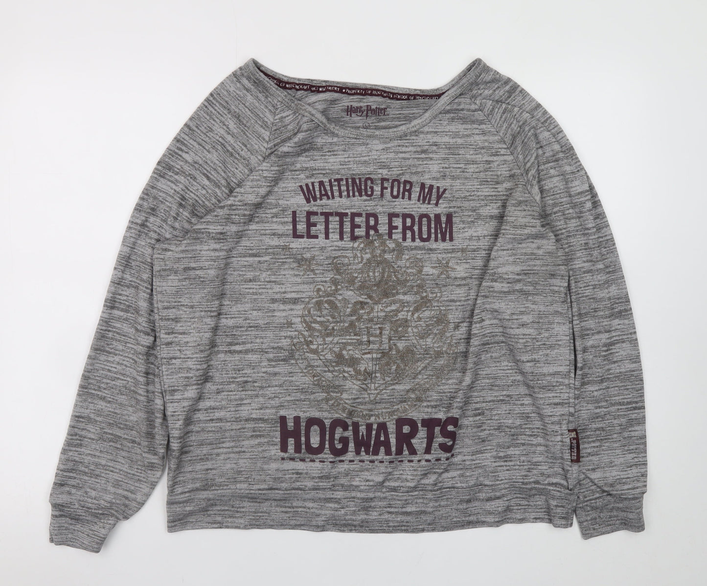 Womens UK Size L Harry Potter Grey Basic T-Shirt