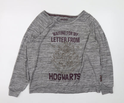 Womens UK Size L Harry Potter Grey Basic T-Shirt