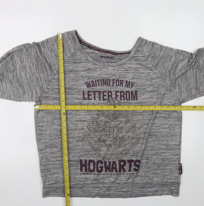 Womens UK Size L Harry Potter Grey Basic T-Shirt