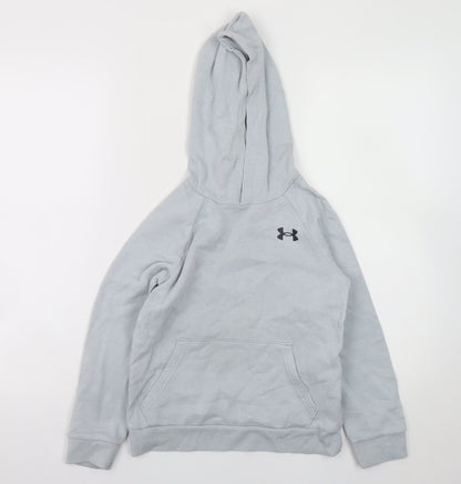 Under Armour Boys Grey Pullover Hoodie YSM 7-8 Years Fleece Sportswear