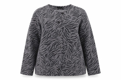 TIGI Women’s Grey Animal Print Button Cardigan Size 14