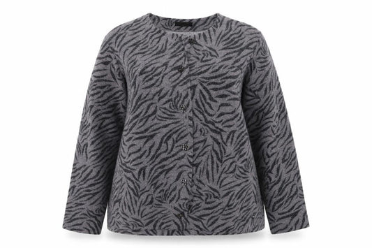TIGI Women’s Grey Animal Print Button Cardigan Size 14