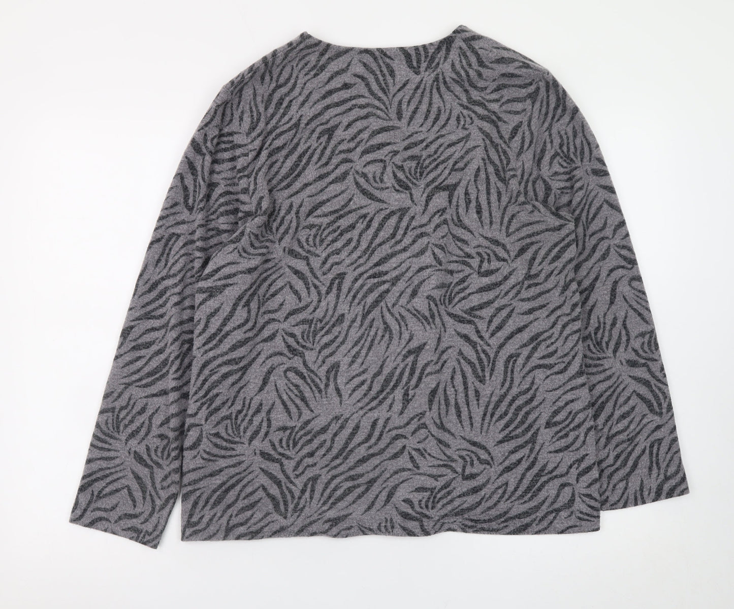 TIGI Women’s Grey Animal Print Button Cardigan Size 14