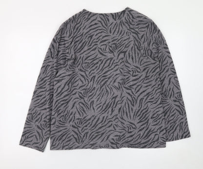 TIGI Women’s Grey Animal Print Button Cardigan Size 14