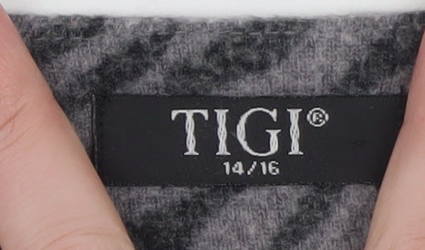 TIGI Women’s Grey Animal Print Button Cardigan Size 14