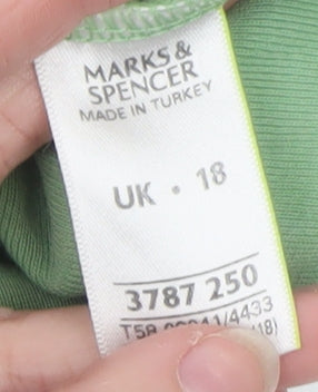 Womens UK Size 18 Marks and Spencer Green Basic T-Shirt