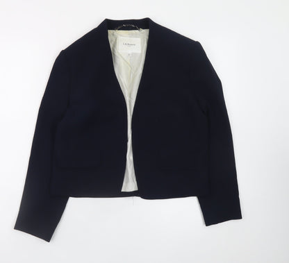 L.K. Bennett Women's Blue Cropped Blazer Size 10 Classic Formal