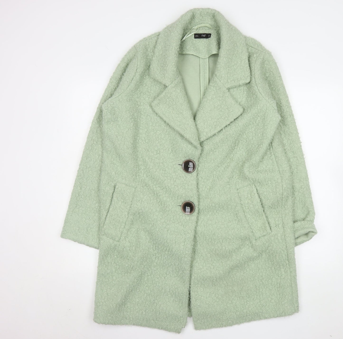 Womens UK Size 8 F&F Green Overcoat