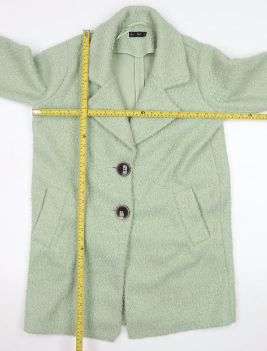 Womens UK Size 8 F&F Green Overcoat