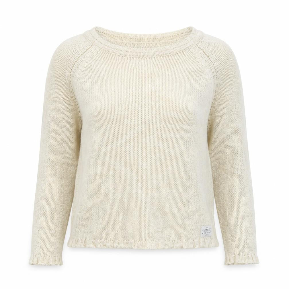 Superdry Women Beige Cotton Knit Pullover Jumper M