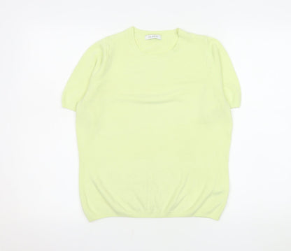 Marks and Spencer Women Yellow Knit T-Shirt Size 8 Short Sleeve