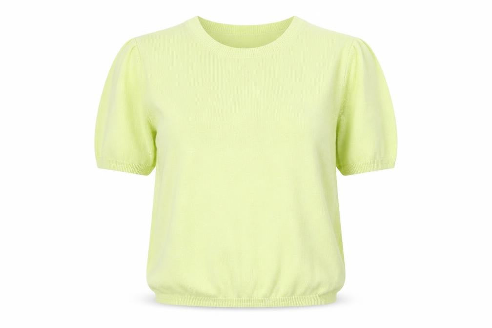 Marks and Spencer Women Yellow Knit T-Shirt Size 8 Short Sleeve