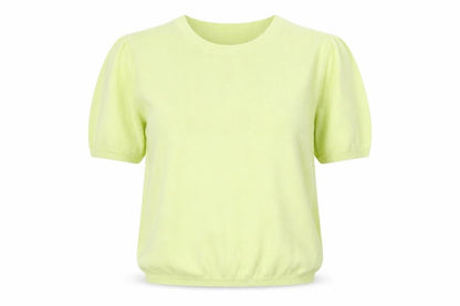 Marks and Spencer Women Yellow Knit T-Shirt Size 8 Short Sleeve
