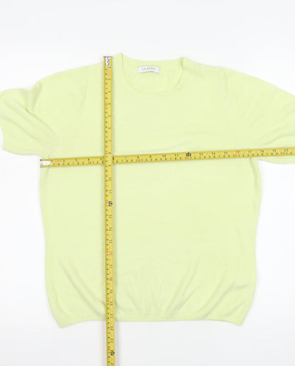 Marks and Spencer Women Yellow Knit T-Shirt Size 8 Short Sleeve