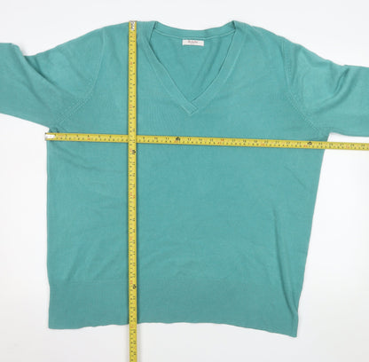 Berkertex Plus Women's Green V-Neck 3/4 Sleeve Acrylic Jumper Size 22-24
