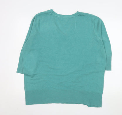 Berkertex Plus Women's Green V-Neck 3/4 Sleeve Acrylic Jumper Size 22-24