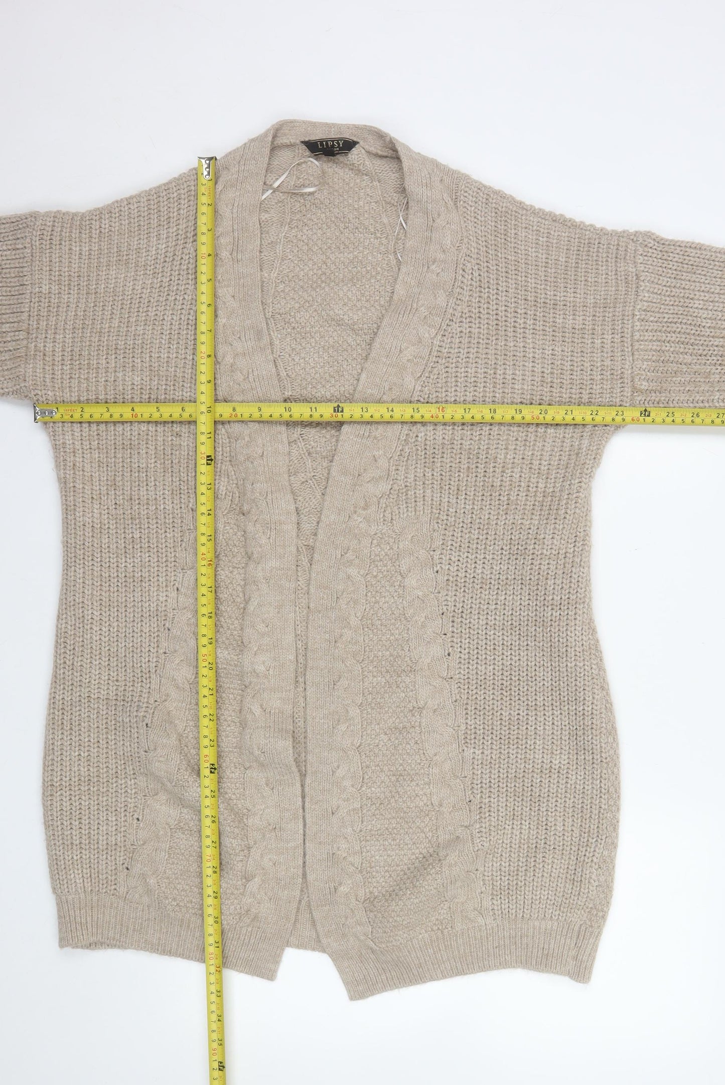 Womens UK Size 16 Lipsy Beige Cardigan Jumper