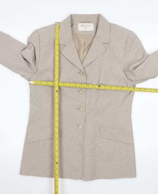 Womens UK Size 14 Bonmarché Regular Beige Suit Jacket