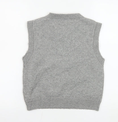 ZARA Women’s Grey Knit Sleeveless Crew Neck Vest Jumper Size S
