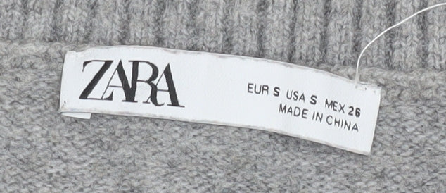 ZARA Women’s Grey Knit Sleeveless Crew Neck Vest Jumper Size S