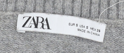 ZARA Women’s Grey Knit Sleeveless Crew Neck Vest Jumper Size S
