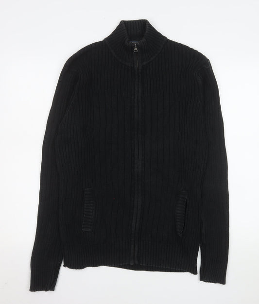 Cedarwood State Men’s Black Cotton Knit Zip Jacket L