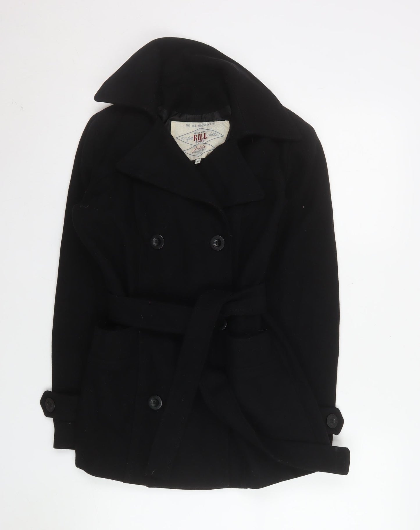 Womens UK Size 12 The Kill Industry Ltd Black Pea Coat
