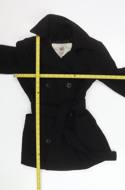 Womens UK Size 12 The Kill Industry Ltd Black Pea Coat
