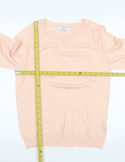 Next Women Pink Knit Crew Neck 3/4 Sleeve Blouse Size 14