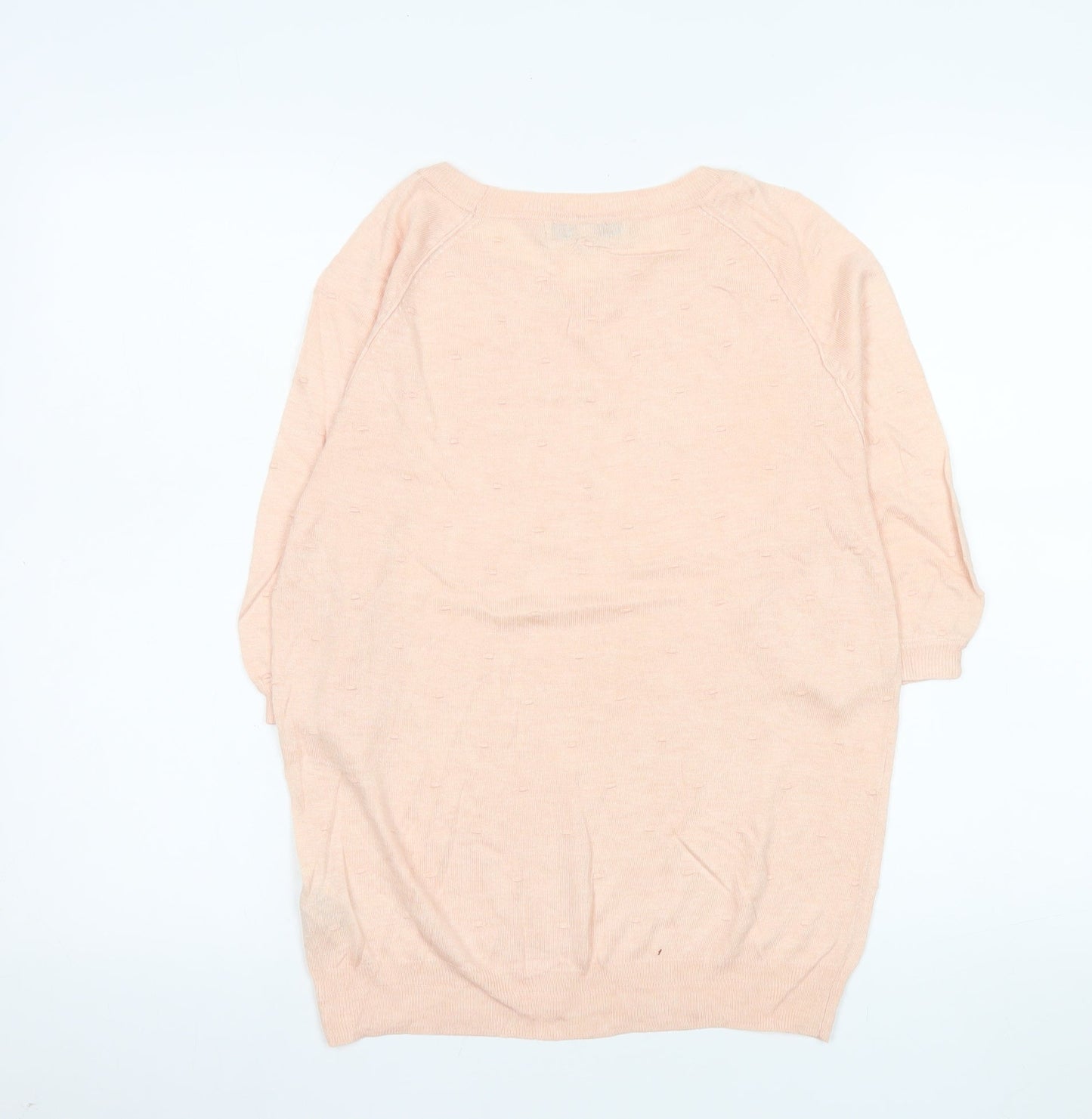 Next Women Pink Knit Crew Neck 3/4 Sleeve Blouse Size 14