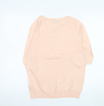 Next Women Pink Knit Crew Neck 3/4 Sleeve Blouse Size 14