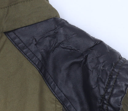 River Island Women Green Quilted Waistcoat UK 14 Faux Leather Trim