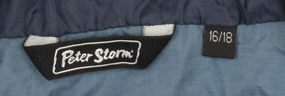 Peter Storm Women's Blue Waterproof Hooded Rain Jacket Size 16