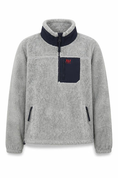 Abercrombie & Fitch Men's Grey Fleece 1/4 Zip Pullover Sweatshirt Size S