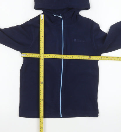 Mountain Warehouse Boys Blue Hooded Fleece Jacket 7-8 Years Full Zip Lightweight