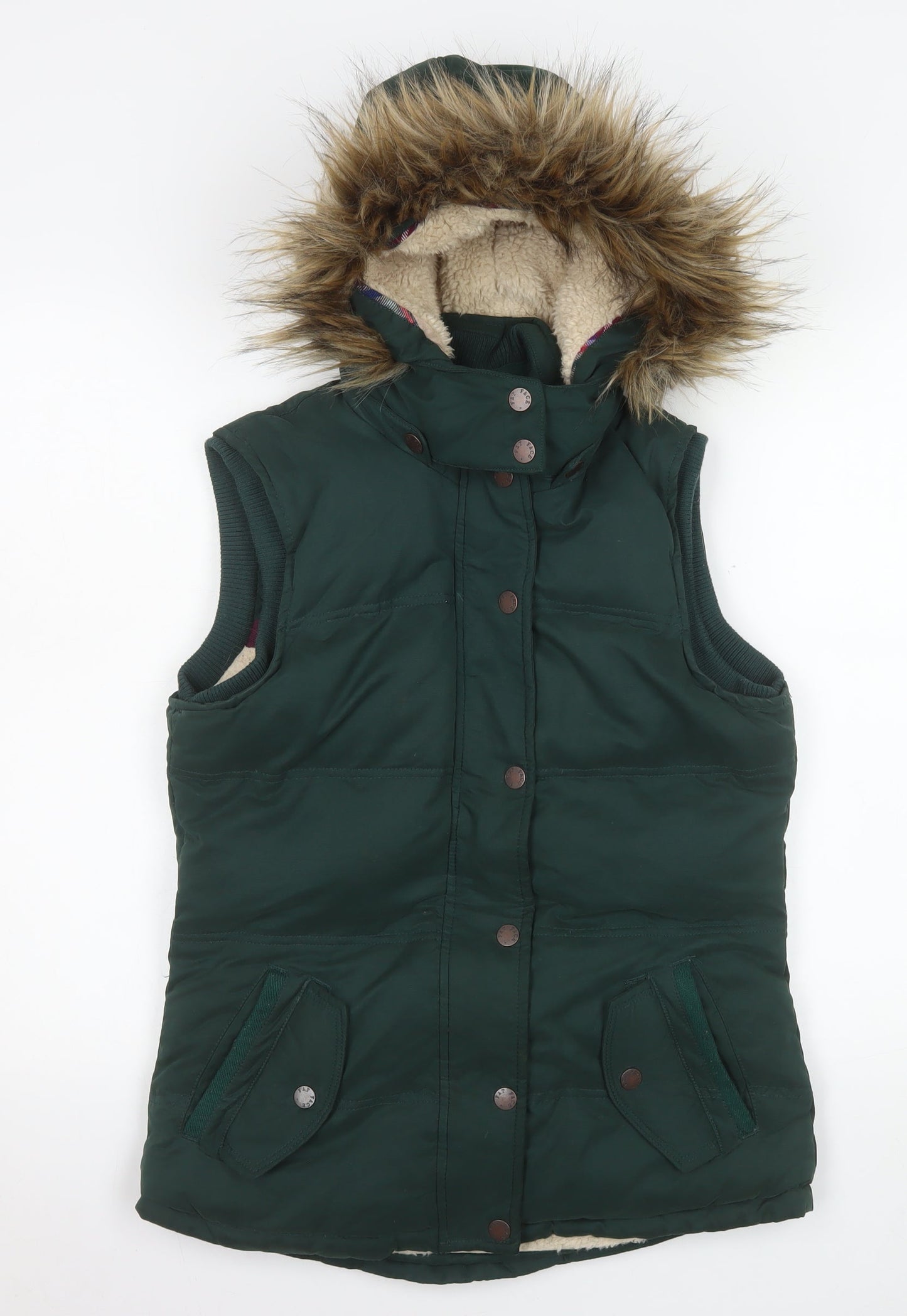 Womens UK Size 10 Fat Face Green Puffer Jacket