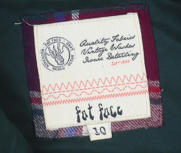 Womens UK Size 10 Fat Face Green Puffer Jacket