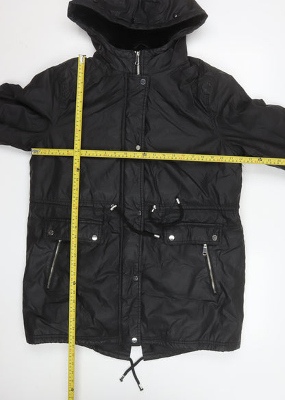 F&F Women’s Black Hooded Long Parka Coat Size 18