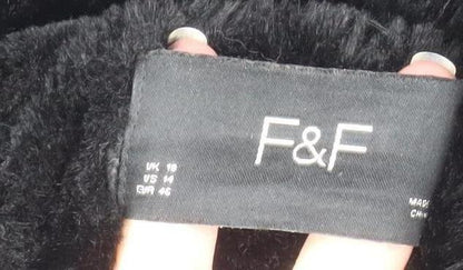 F&F Women’s Black Hooded Long Parka Coat Size 18