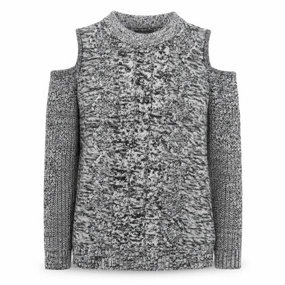 Studio Womens Grey Cable Knit Cold Shoulder Jumper Size 12