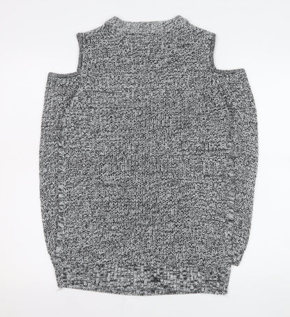Studio Womens Grey Cable Knit Cold Shoulder Jumper Size 12