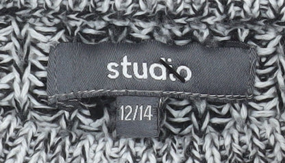 Studio Womens Grey Cable Knit Cold Shoulder Jumper Size 12
