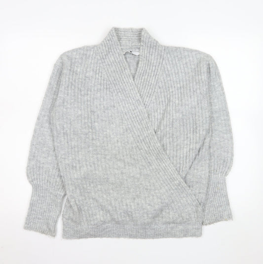 Womens UK Size 10 V By Very Grey Wrap Jumper