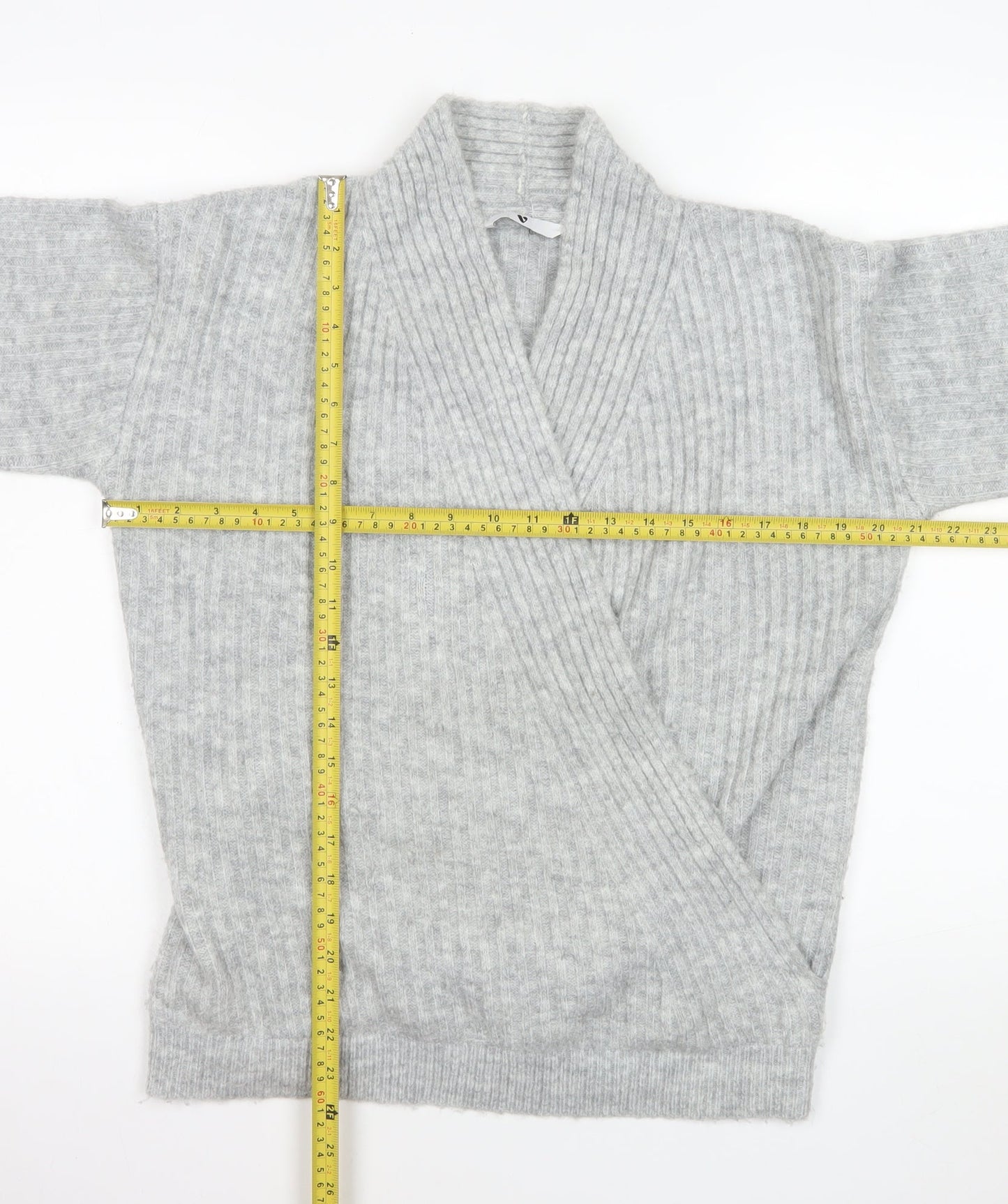 Womens UK Size 10 V By Very Grey Wrap Jumper