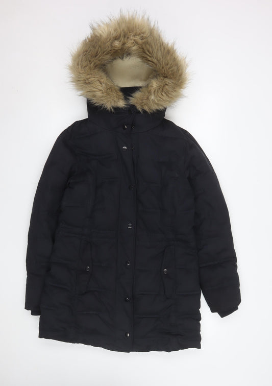 Womens UK Size 8 Weird Fish Black Parka Coat