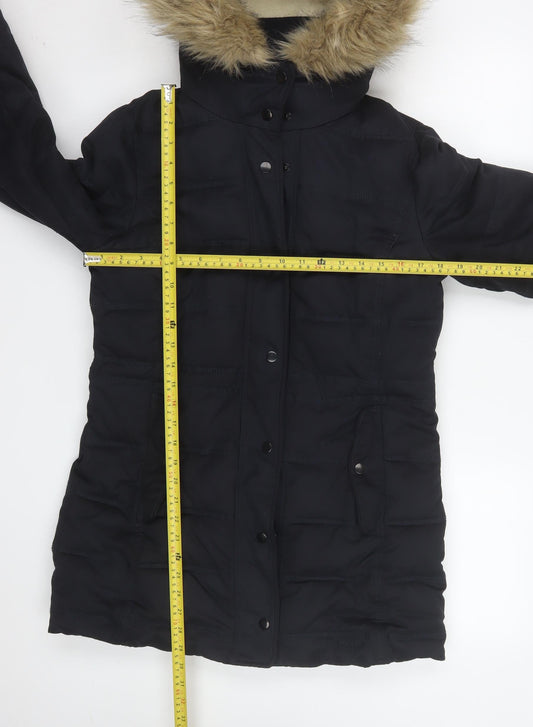 Womens UK Size 8 Weird Fish Black Parka Coat