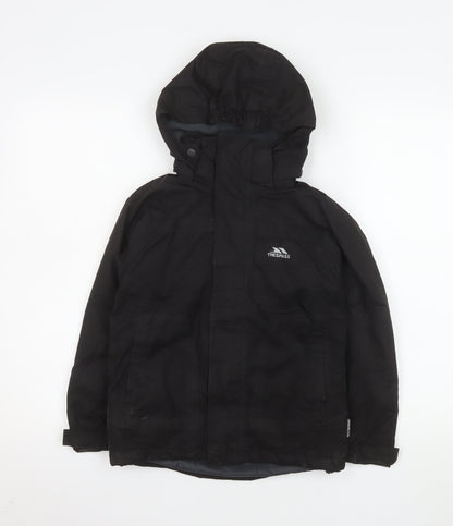 Trespass Boys Black 5-6 Years Hooded Waterproof Parka Jacket