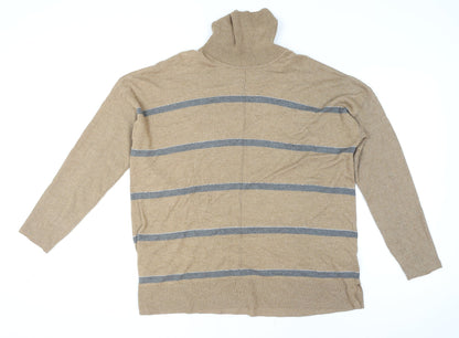 Next Women’s Beige Striped Roll Neck Long Sleeve Jumper Size 20